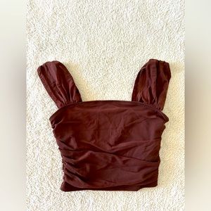 Brown Ruched Crop Top
